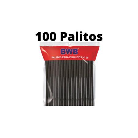 Imagem de 100 Palitos Grande Plástico Canudo 28cm para Topper de Bolo e Pirulitos Tubo Pet Bwb Preto