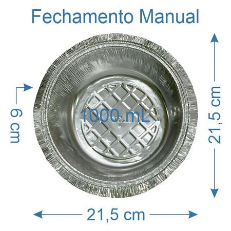 Imagem de 100 Prato de Alumínio Marmitex 1000ml com Tampa Manual