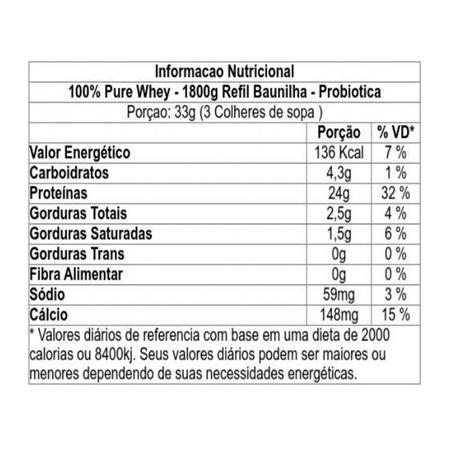 Imagem de 100% Pure Whey Refil 1,8kg Baunilha - Probiotica