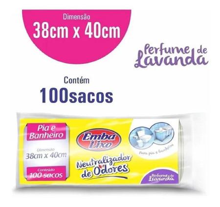 Imagem de 100 Sacos P/ Lixo Perfumado Para Pia Banheiro Neutral Odores