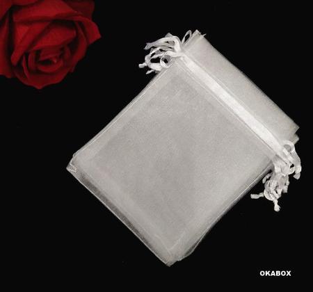 Imagem de 100 Saquinhos De Organza 12x17 Branco Fita Cetim