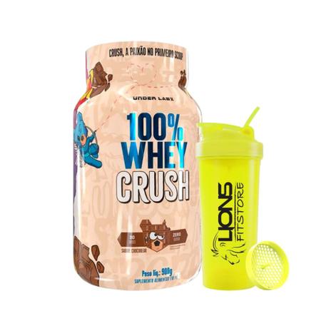 Imagem de 100% Whey Crush 900 g Under Labz + Coqueteleira Cor Sortida 700ml