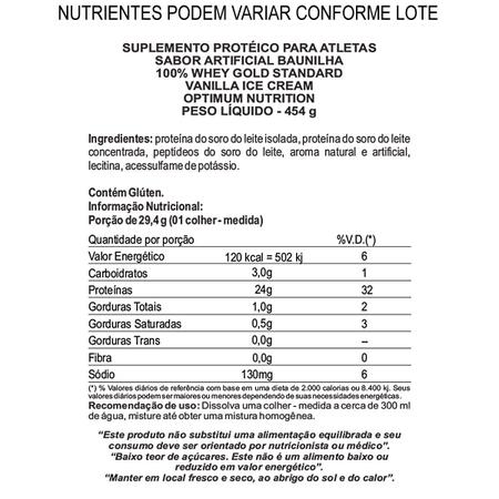 Imagem de 100% Whey Protein Gold Standard Optimum Nutrition 1 lb