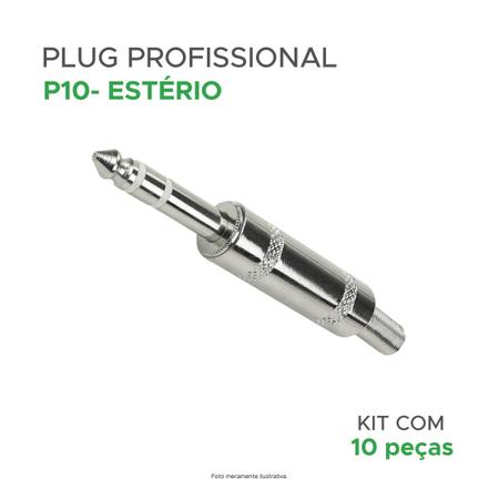 Imagem de 10x Plug P10 Estéreo Premium Profissional Série Classic