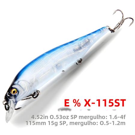 Imagem de 115mm 15g Sistema De Peso De Tungstênio Topwater Minnow Crankbait Iscas De Pesca Com Ganchos De