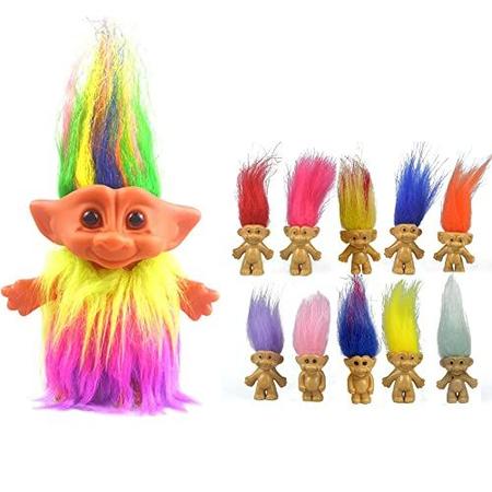 Imagem de 11pack PVC Vintage Troll Dolls Set, Good Lucky Dolls Chromatic Lovely for Collections, School Project, Arts and Crafts, Party Favors (Style1-11pack)