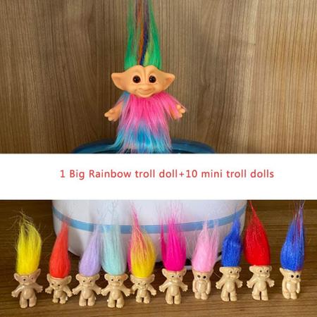 Imagem de 11pack PVC Vintage Troll Dolls Set, Good Lucky Dolls Chromatic Lovely for Collections, School Project, Arts and Crafts, Party Favors (Style1-11pack)