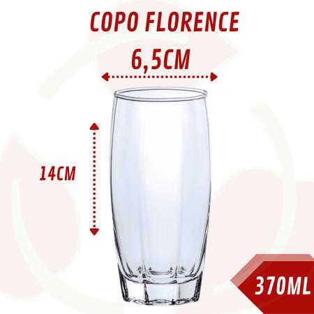 Imagem de 12 Copo de Vidro Florence 370ML Transparente LongDrink Bebidas