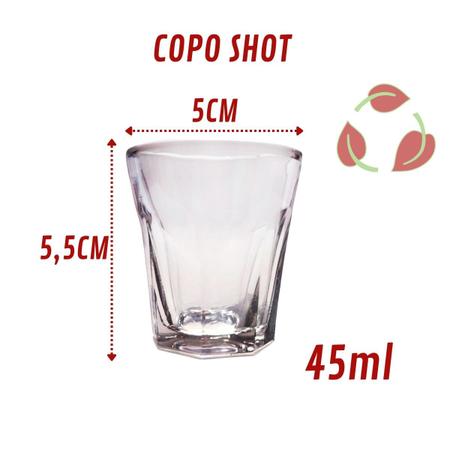 Imagem de 12 Copos Shot Vidro Vodka Tequila Cachaça Dose 45mL Bar