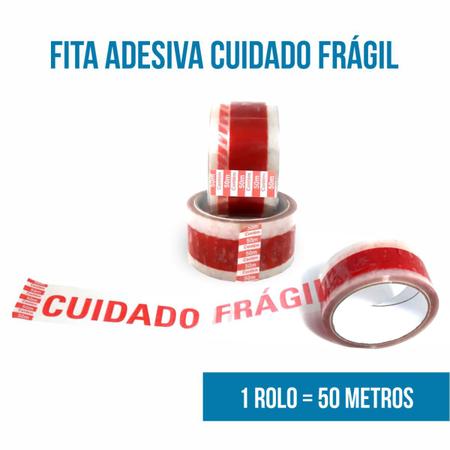 Imagem de 12 Fita Cuidado Frágil 48x50 + 1 Aplicador Manual