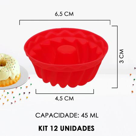 Jogo De Forma Redonda Com 12 Peças Totalmente De Silicone Para Bolos  Bolinhos Cupcake Pudim Queijadinha Desenforma Fácil