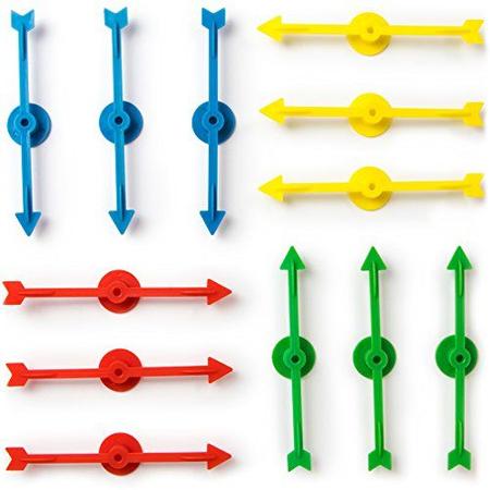 12 pacotes de Arrow Game Spinners em 4 Cores arco-íris, 3 setas por cor  Conjunto variado de peças de jogo de 4 polegadas de plástico spinner para  jogos de tabuleiro DIY, peças