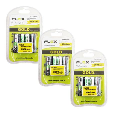 PILHAS RECARREGAVEIS AA 2500MAH CARTELA C/ 04 UND. FLEX FX-25LB4