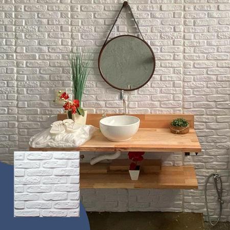 Imagem de 12 Placas Decorativas 3d Revestimentos Parede Teto Tijolinho Escritorio Casa Sala Cozinha Banheiro Alto Relevo Lavavel 