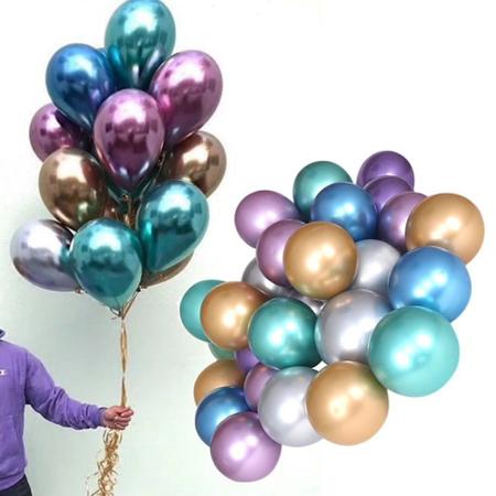 Imagem de 12un. Balões Grandes Metálicos 12 Polegadas Diversas Cores