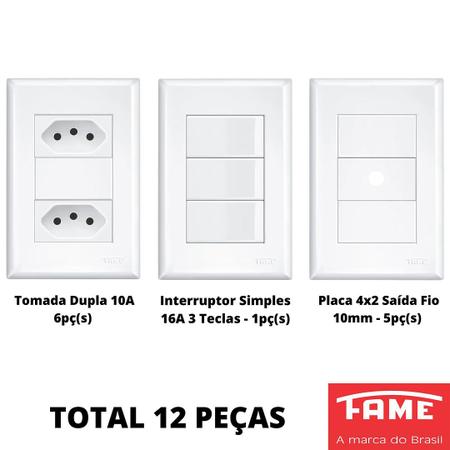 Imagem de 12un Tomadas Interruptores 4x2 Com Placa Evidence FAME