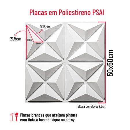 Imagem de 13 Placas 3D Decorativo 50cm x50cm Parede 0,5 Mini Estrelar
