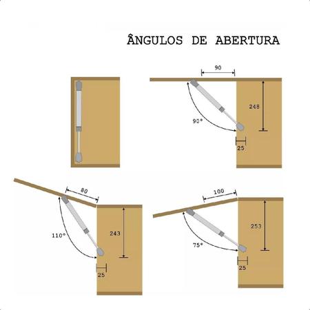 Imagem de 14 Amortecedor Porta Armário Pistão Gás 60N Capacidade 6Kg