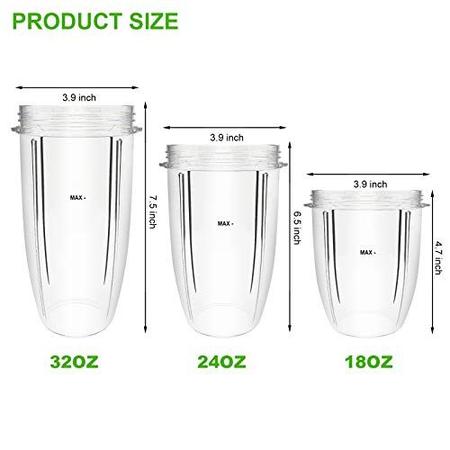 Imagem de 14 peças do liquidificador de peças de reposição lâmina extrator e copos para NutriBullet 600w 900w incluindo Gasket Shock Pad e Gear (14 Peças (1 Lâmina + 3 Xícaras +1 Tampas))