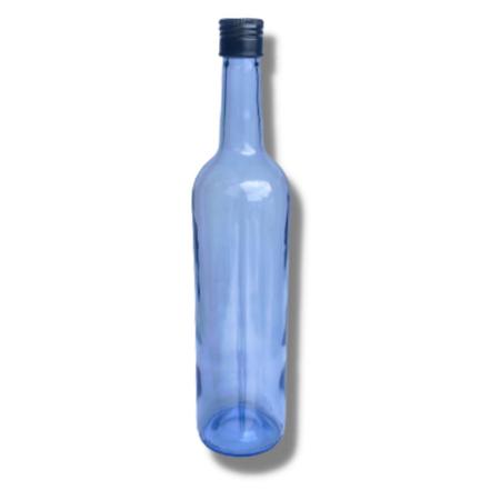 Imagem de 15 Garrafa de Vidro Vinho  Azul 750ml C/Tampa e Lacre Licor