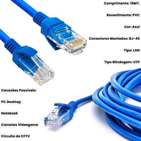 Cabo De Rede Ethernet Azul Internet Tamanho:1,5M - CasesSP - Cabo de Rede -  Magazine Luiza