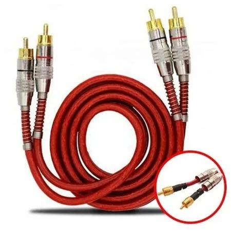 Imagem de 15x Cabo RCA Som Automotivo Prime Plug Metal Banhado a Ouro Vermelho Diâmetro 1m Svart Tech One