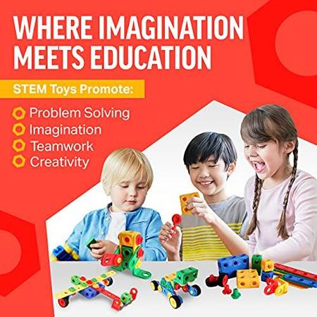 Imagem de 163 Peças STEM Toys Kit, Construção educacional De Construção Blocos De Aprendizagem Conjunto de Aprendizagem para Idades 3 4 5 6 7 8 9 10 Anos Meninos e Meninas por Brickyard, Melhor Brinquedo Kids, Jogos Criativos e Atividade Divertida