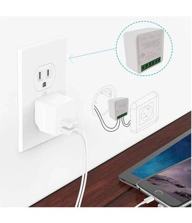 Imagem de 16A WiFi Smart Switch Tuya Mini Controle De 2 Vias Automação Residencial Inteligente Alexa Google