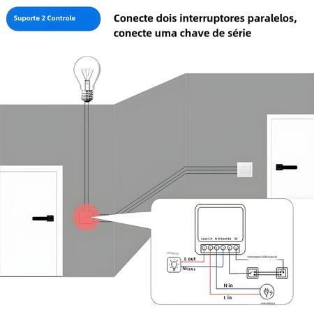 Imagem de 16A WiFi Smart Switch Tuya Mini Controle De 2 Vias Automação Residencial Inteligente Funciona Com