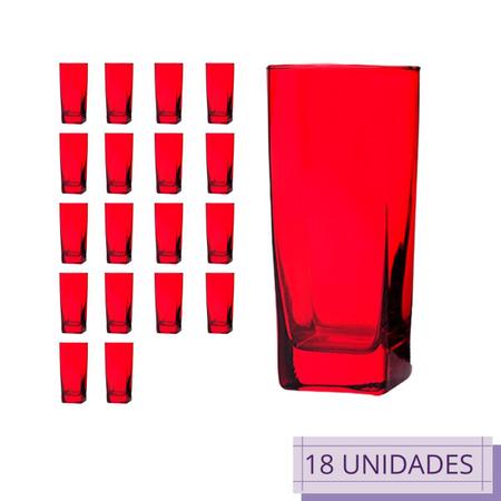 Jogo De 6 Copos Vidro Quadrado Colorido Cristal 320ml - PRATICASA - Copos -  Magazine Luiza