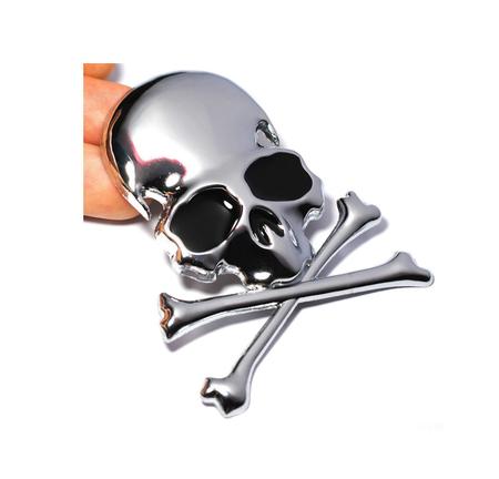 Imagem de 2 Adesivos Caveira 3d, Skull, Emblema, Moto, Carro