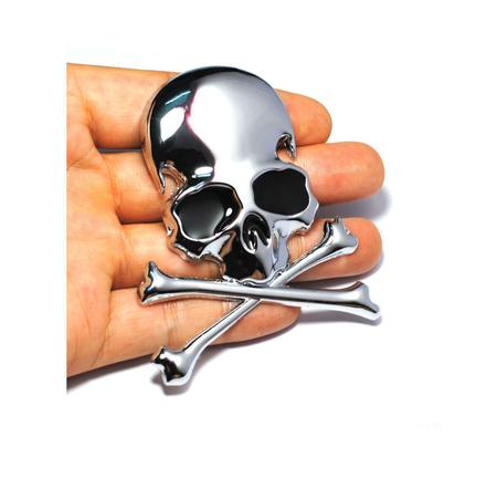 Imagem de 2 Adesivos Caveira 3d, Skull, Emblema, Moto, Carro