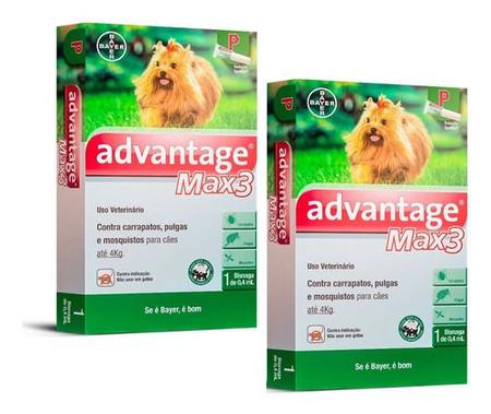 Imagem de 2 Advantage Max 3 Anti Pulgas Cães Até 4 Kg - 1 Pipeta