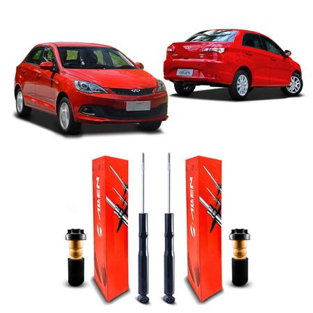 Imagem de 2 Amortecedor C/ Kit Guarda Pó Batente Suspensão Traseira Chery Celer Sedan 2012 2013 2014 2015 2016 2017 2018 2019