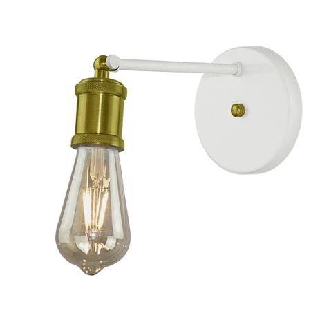 Imagem de 2 Arandela Articulada Retro Nordic Branco/Doura + Lamp. ST64