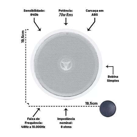2 Arandelas Coaxial Teto Gesso Som + Amplificador Ls600w - Le Son Imagem de 2 Arandelas Coaxial Teto Gesso Som + Amplificador Ls600w