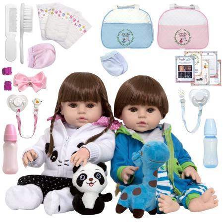 Boneca Reborn Realista Gêmeos Casal Panda Sapinho Enxoval - Chic Outlet -  Economize com estilo!