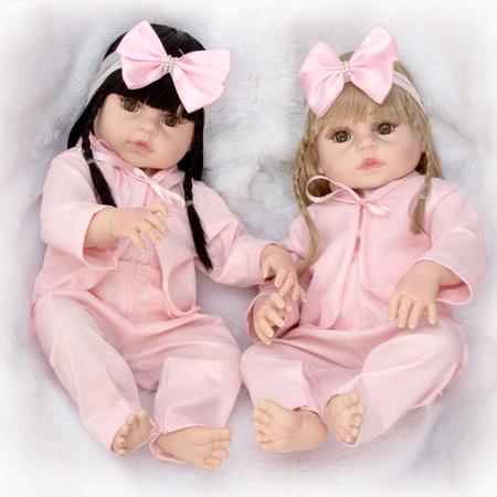 2 Boneca Reborn Barata 100% Silicone Gêmeos + Acessórios - Cegonha Reborn  Dolls - Bonecas - Magazine Luiza