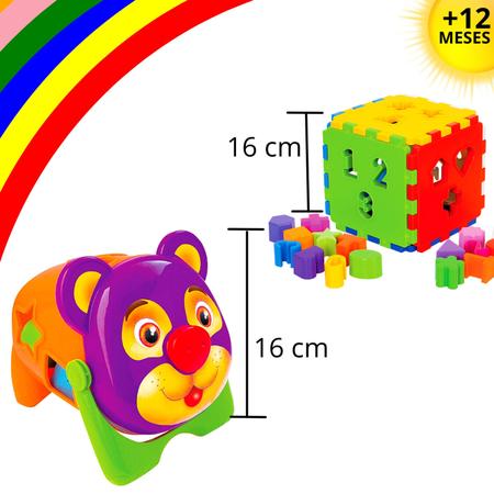 Imagem de 2 Brinquedos De Um Ano Didatico Interativo Dia Das Crianças Aprender Formas e Cores