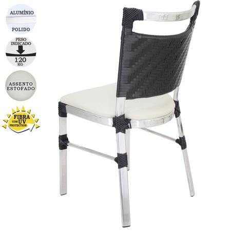 Imagem de 2 Cadeiras Alumínio Panero Fibra Preto Assento Estofado Branco