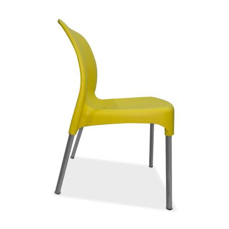 Imagem de 2 Cadeiras plástica Sec Line Amarela com pés de Alumínio Cozinha Sala
