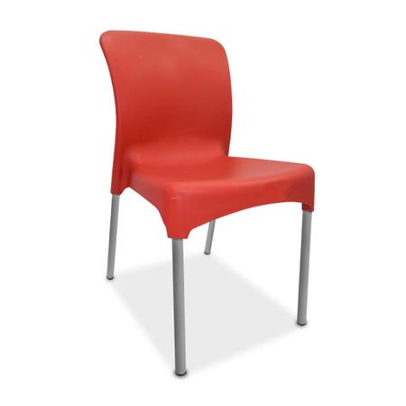 Imagem de 2 Cadeiras plástica Sec Line Vermelha com pés de Alumínio Para Todos Os Ambientes