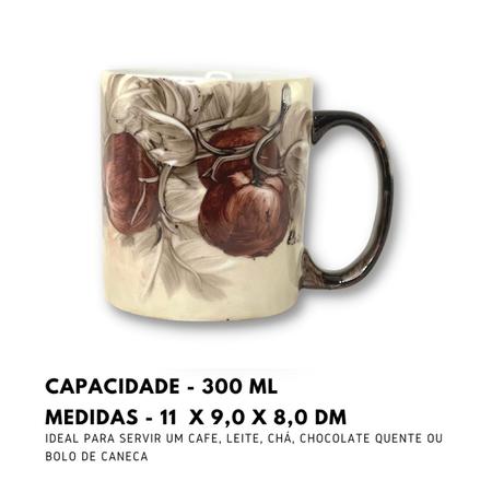 Imagem de 2 Canecas de Porcelana Reta 300 ml Chocolate Café Chá Pintadas à Mão MAÇAS VERMELHAS/CARAMELO