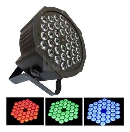 Imagem de 2 Canhão Refletor Led Par 64 Rgb Triled 36 Leds 3w Dmx + Mesa Dmx