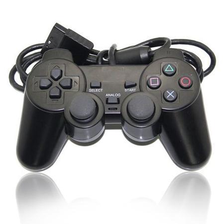 Imagem de 2 Controle Compatível Com Playstation 2 Dualshock 2 Ps2 Slim Joystick Preto