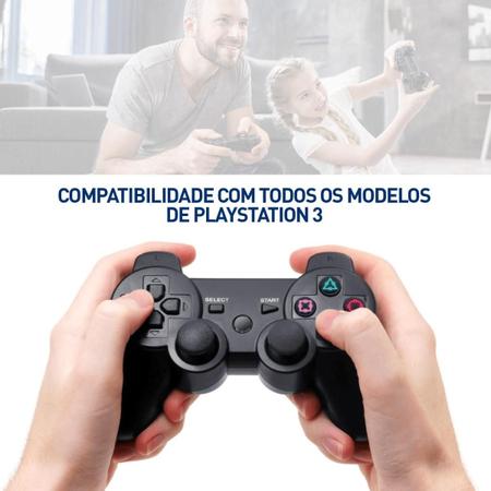 Imagem de 2 Controles Ps3 Playstation Sem Fio + Cabo Carregador