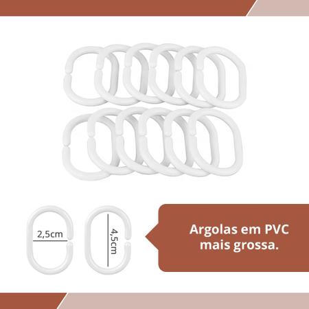 Imagem de 2  Cortina Box Banheiro Branca Pvc Antimofo Resistente