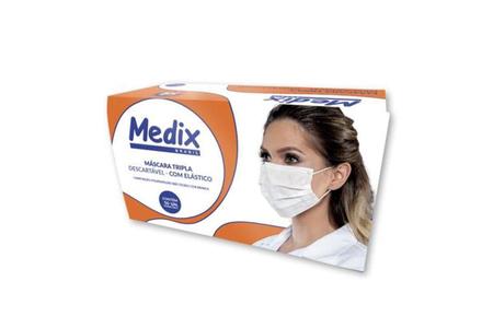 Imagem de 2 CX Máscara Tripla Descartável Com Elástico Anvisa Caixa 50 Unid - MEDIX Branco