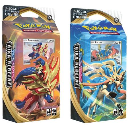 2 Decks Pokémon Espada e Escudo 2 Rixa Rebelde Zacian e Zamazenta Copag