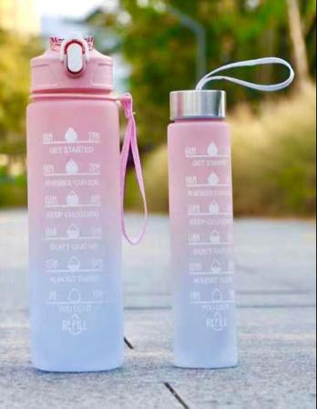 2 Garrafas de água Motivacional 2 Litros e 1L - garrafa térmica